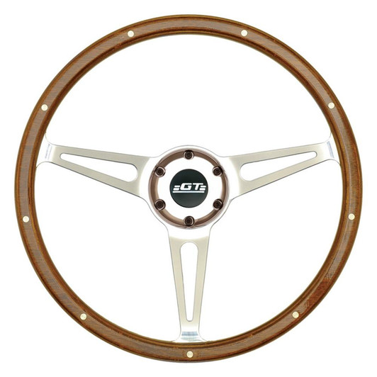 GT PERFORMANCE GT3 Cobra Style Wood Ste ering Wheel 14in Polish 