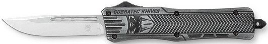 COBRA TEC KNIVES LLC CobraTec Knives MSWCTK1MDNS CTK-1 American Flag Medium 3" OTF Drop Point Plain Stonewashed D2 Steel Blade, 5" Black Aluminum Alloy Handle 