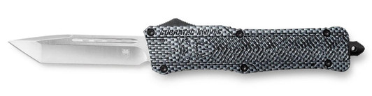 COBRA TEC KNIVES LLC CobraTec Knives LCFCTK1LTNS CTK-1  Large 3.75" OTF Tanto Plain D2 Steel Blade/Carbon Fiber Aluminum Handle Features Glass Breaker Includes Pocket Clip 