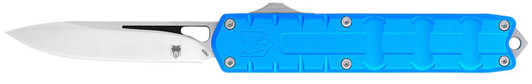 COBRA TEC KNIVES LLC CobraTec Knives CTEBLUM390DNS Enforcer  3.25" OTF Drop Point Plain M390 Steel Blade/Blue Aluminum Handle 