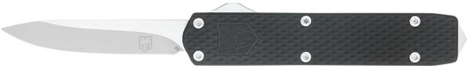 COBRA TEC KNIVES LLC CobraTec Knives MNBLKMGEN2DNS Mini Mamba Gen II 2.25" OTF Plain Stonewashed D2 Steel Blade, 3.38" Black Textured Anodized Aluminum Handle 