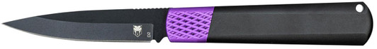 COBRA TEC KNIVES LLC CobraTec Knives CTWOLVERINEBLK Gideon  3" Folding Plain Black Stonewashed D2 Steel Blade, 4.25" Black/Purple Aluminum Handle 