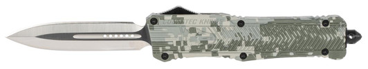 COBRA TEC KNIVES LLC CobraTec Knives LADCCTK1DAGNS CTK-1  Large 3.75" OTF Dagger Plain D2 Steel Blade/Army DigiCamo Aluminum Handle Features Glass Breaker Includes Pocket Clip 