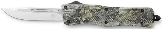 COBRA TEC KNIVES LLC CobraTec Knives MWDCTK1MDNS CTK-1 American Flag Medium 3" OTF Drop Point Plain D2 Steel Blade, 5" Woodland Camo Aluminum Alloy Handle 