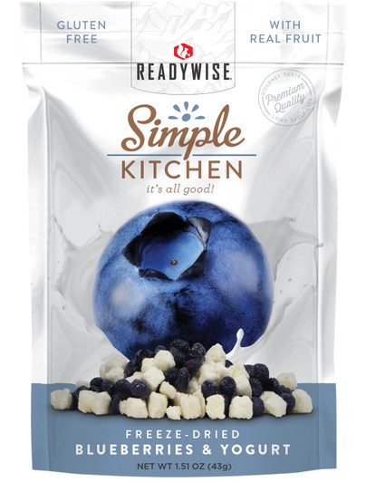  ReadyWise SK05912 Simple Kitchen Freeze Dried Fruit Blueberries & Yogurt 1 Serving Pouch 6 Per Case 