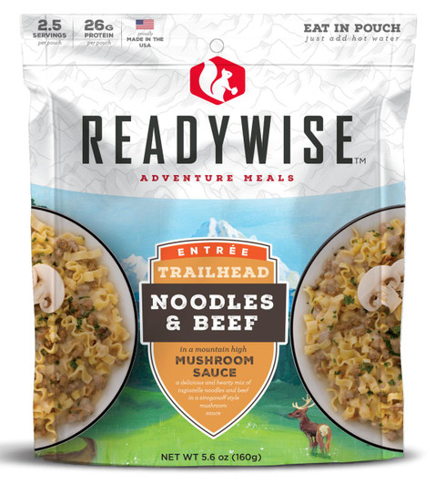  ReadyWise RW05004 Trailhead Noodles & Beef  2.5 Servings In A Resealable Pouch, 6 Per Case 