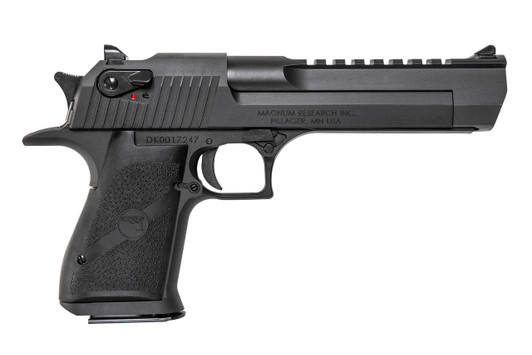  Magnum Research DE429 Desert Eagle Mark XIX 429 DE 7+1, 6" Black Steel Barrel, Matte Black Serrated Carbon Steel Slide & Frame w/Beavertail, Black Rubber Grip, Manual Thumb Safety, Right Hand 