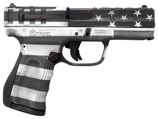  Citadel CITCP9USGCAN Centurion  9mm Luger 14+1, 4" Black Steel Barrel, American Flag Gray Cerakote Optic Ready/Serrated Slide, Polymer Frame & Grip, Features Matching Ammo Can 
