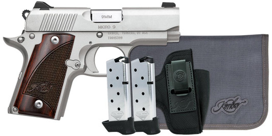 KIMBER MFG.,INC Kimber Mfg, Inc 3300250 Micro 9 RTC Bundle Micro Frame 9mm Luger 7+1 3.15" Stainless Match Grade Barrel, Kimpro II Silver Serrated Slide, Kimpro II Silver Aluminum Frame w/Beavertail, Rosewood Grip 