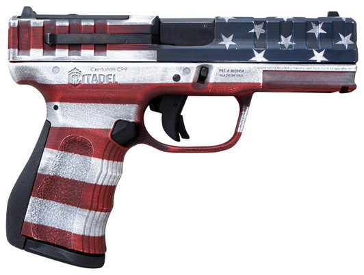  Citadel CITCP9USA Centurion CP9 Compact Frame 9mm Luger 14+1, 4" Black Steel Barrel, American Flag Cerakote Optic Ready/Serrated Steel Slide, Polymer Frame & Grip 
