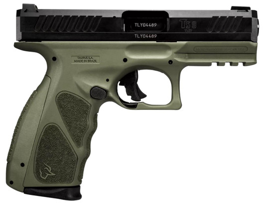  Taurus 1TS9SR041O TS9  Full Size 9mm Luger 17+1 4" Matte Black Steel Barrel, Matte Black Serrated Slide, OD Green Polymer Frame w/Picatinny Rail w/OD Green Polymer Grip W/Interchangeable Backstraps 