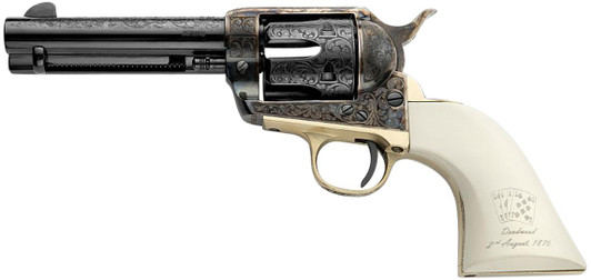 PIETTA (EMF COMPANY INC) Pietta GW357DMH434NMAE Great Western II Deadman's Hand 357 Mag 6rd 4.75" Blued Octagon Steel Barrel & Cylinder, Color Case Hardened Steel Frame, White Polymer w/Aces & Eights Grip, Exposed Hammer 
