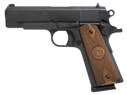 OAKS WHOLESALE DIST/IVER Iver Johnson Arms FALCON Falcon Commander 45 ACP 8+1 4.25" Black Steel Barrel, Matte Blued Serrated Steel Slide, Blued Steel Frame, Checkered Double Diamond Walnut Grip 