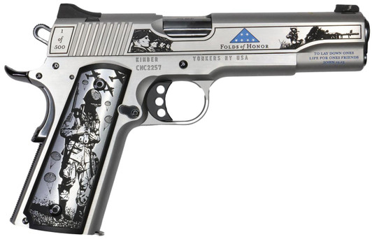 CNC FIREARMS Cnc Firearms CNCFOLDSHONOR Folds Of Honor  Limited Edition 45 ACP 7+1 5" Match Grade Barrel, Engraved/Serrated Stainless Steel Slide, Stainless Steel Frame w/Beavertail, Scenic Aluminum Grip 
