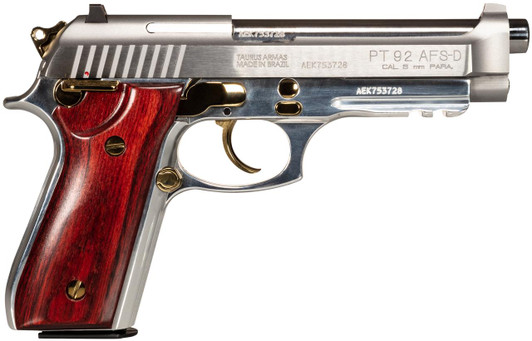  Taurus 1-920159GLD-HW1 92  Full Size Frame 9mm Luger 17+1 5" Matte Stainless Steel Barrel, Serrated Stainless Steel Slide, Natural Anodized Aluminum Frame w/Beavertail & Picatinny Rail, Rosewood Grip 