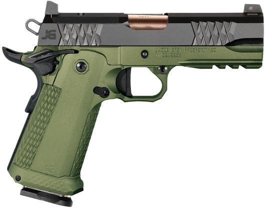  JACOB GREY FIREARMS TWC9EDG TWC9  9mm Luger 17+1 4.25" Black Bull Barrel, Black Optic Ready/Serrated Steel Slide, Duty Green Aluminum Frame w/Beavertail & Picatinny Rail 