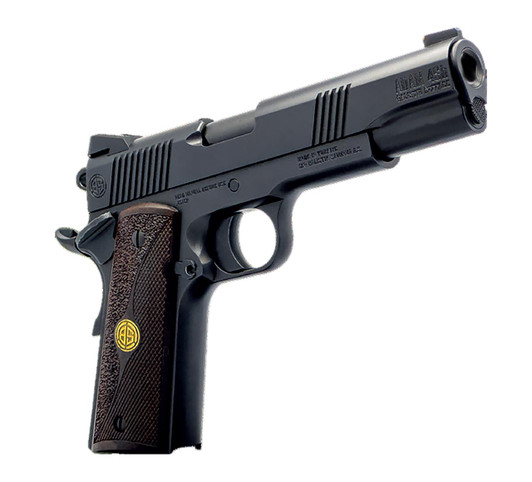 Breda/Dickinson Dickinson LLC DKSN9BB 1911 Adam Full Size Frame 45 ACP 8+1 4.37" Black Button Rifled Barrel, Matte Black Serrated Aluminum Slide, Black Steel Frame, Wood Grips 