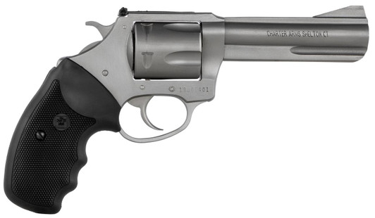  Charter Arms 74042 Pitbull  40 S&W 5 Shot 4.20" Matte Stainless Steel Barrel, Cylinder & Frame w/Black Finger Grooved Rubber Grip 