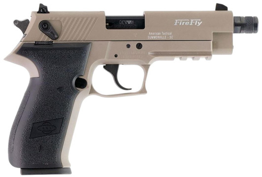 GSG German Sports Guns GSG GERG2213TFFTA FireFly  22 LR 13+1 4.90" Black Threaded Barrel, Tan Aluminum Serrated Slide, Tan Aluminum Frame w/Picatinny Rail, Textured Grip 