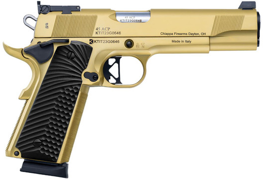 Charles Daly Chiappa Charles Daly 440182 1911 Empire Grade Full Size Frame 45 ACP 8+1 5" Stainless Steel Barrel, Nebula PVD Serrated Steel Slide, Steel w/Beavertail Frame, Black G10 Grip 