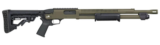  Mossberg 50757 590R  12 Gauge Pump 3" 6+1 18.50" OD Green Cerakote Heat Shield Barrel, OD Green Cerakote Steel Receiver, Black AR Mil-Spec Adjustable Synthetic Stock, Black Magpul Grip 
