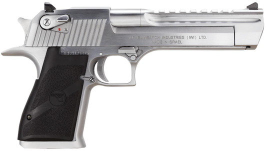  Magnum Research DE44BC Desert Eagle Mark XIX 44 Rem Mag Caliber with 6" Picatinny Barrel, 8+1 Capacity, Overall Brushed Chrome Finish Carbon Steel, Beavertail Frame, Serrated Slide & Black Rubber Grip 