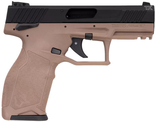  Taurus 1-2TX22141F-10 2TX  Full Size Frame 22 LR 10+1 4.60" Matte Black Threaded Barrel, Black Anodized Serrated Slide, Flat Dark Earth Polymer Frame w/Picatinny Rail, Textured Grip 