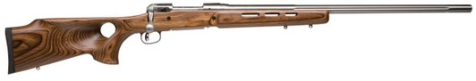  Savage Arms 18517 12 BTCSS Full Size 204 Ruger 4+1 26" Matte Stainless Heavy Fluted Barrel, Matte Stainless Steel Receiver Drilled & Tapped, Satin Brown Thumbhole Laminate Stock, Right Hand 