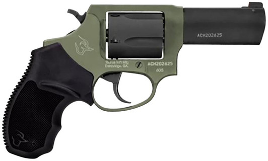  Taurus 260531F Defender 605  SA/DA 357 Mag/38 Special +P 5rd 3", Black Barrel/Cylinder, Sniper Green Frame, Black Hogue Rubber Grip, Fixed Front Sight 