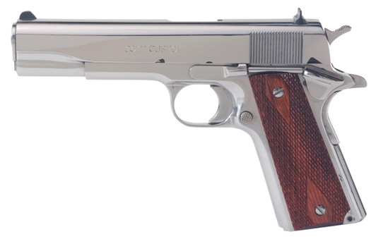  Colt Mfg O1070BSTS 1911 Government 45 ACP 7+1 5" Stainless National Match Barrel, Serrated Slide & Frame w/Beavertail, Redwood Grip 