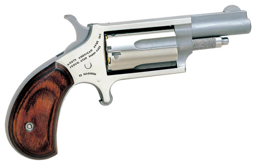NAA North American Arms 22M Mini-Revolver  22 WMR 5 Shot 1.63" Stainless Steel Barrel, Frame & Cylinder, Rosewood Grip Exposed Hammer 