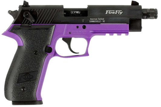 GSG German Sports Guns GSG GERG2213TFFLA FireFly  22 LR 13+1 4.90" Black Threaded Barrel, Aluminum Serrated Slide, Purple Aluminum Frame w/Picatinny Rail, Textured Grip 