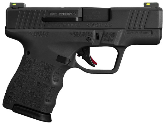  SAR USA SAR9SCBL SAR9 SC  Sub-Compact Frame 9mm Luger 12+1 3.30" Black Steel Barrel, Black Steel Optic Ready/Ported/Serrated Slide, Black Polymer Frame, Interchangeable Backstrap Grip 