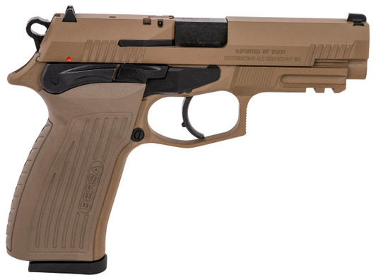  Bersa TPR9FDE TPR  Sports South Exclusive Full Size Frame 9mm Luger 17+1, 4.30" Black Steel Barrel, Flat Dark Earth Serrated Steel Slide  & Aluminum Frame w/Picatinny Rail, Ambidextrous 