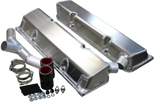KEVKO OIL PANS & COMPONENTS SBC Fab Valve Cover Set Sgl Crossover Breathe 