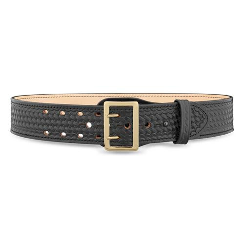 Dutyman 2-1/4"" Basketweave Leather Sam Brown 2 Row Stitch Duty Belt with Nickel Buckle 