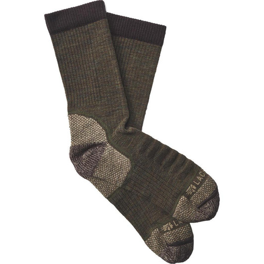  Lacrosse Men's Copper Merino Socks Lightweight Crew Olive Large 