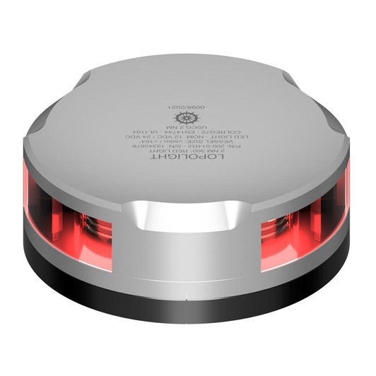  Lopolight 360-Degree Red Nav Light - 2NM - Silver Housing w/FB Base 