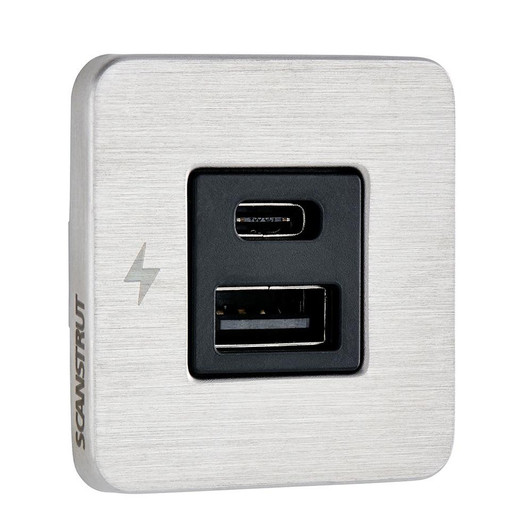  Scanstrut TILE USB-A/USB-C Interior Charging Socket - 12/24V - Stainless Steel Bezel 