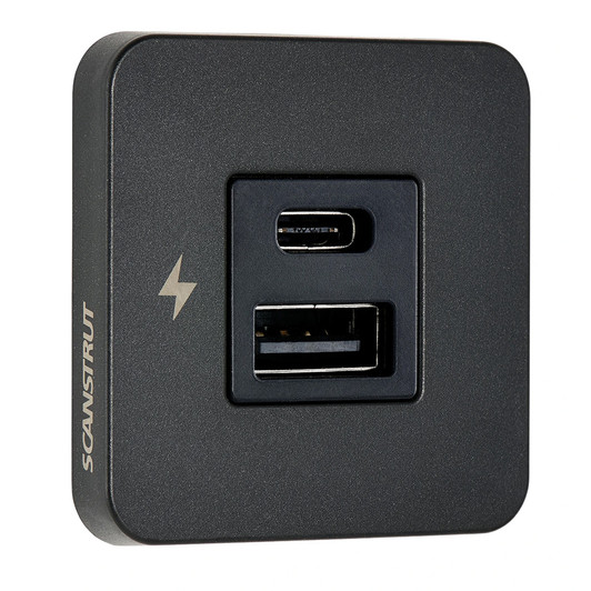 Scanstrut TILE USB-A/USB-C Interior Charging Socket - 12/24V - Black Bezel