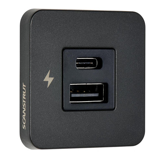  Scanstrut TILE USB-A/USB-C Interior Charging Socket - 12/24V - Black Bezel 