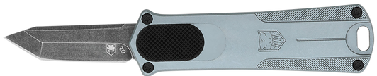 CobraTec Knives CALI952GRYTNS California 952 *CA Compliant 1.75" OTF Tanto Plain Black Stonewashed D2 Steel Blade, 3" Gray Anodized Aluminum Handle