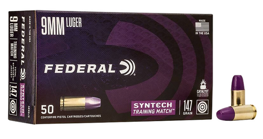 Federal Syntech Training Match 9mm 147gr Total Syntech Jacket Flat Nose Ammo 500 Rounds