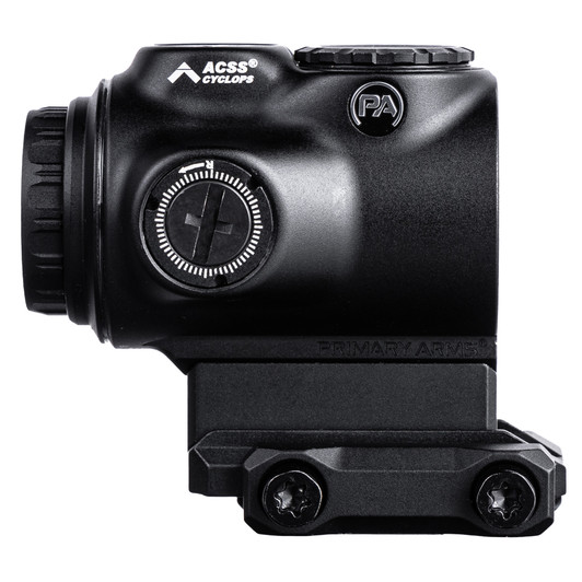 Primary Arms GLx Micro Prism Sight 20.5MM Objective 1X Magnification Green Illuminated ACSS Cyclops Gen 3 Reticle Fits Mini ACOG Mount Black