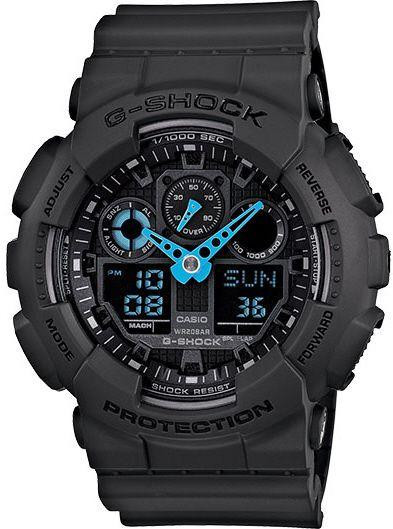 G-SHOCK/VLC DISTRIBUTION Casio GA100C8ACR Analog-Digital Watch — Black/Green, 200m Water Resistance 