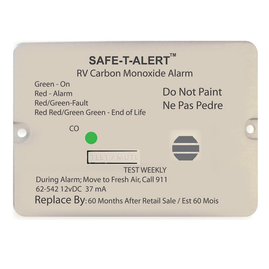  Safe-T-Alert 62 Series Carbon Monoxide Alarm - 12V - RV Flush Mount - White 