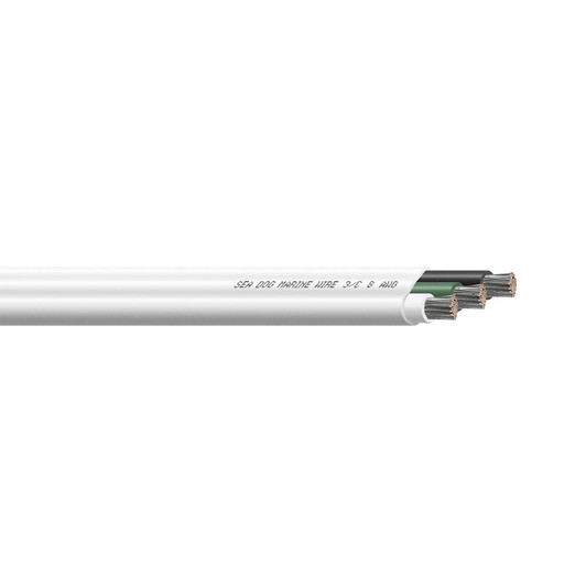  Sea-Dog 8/3 AWG Flat Triplex Wire - White/Green/Black - 50' 