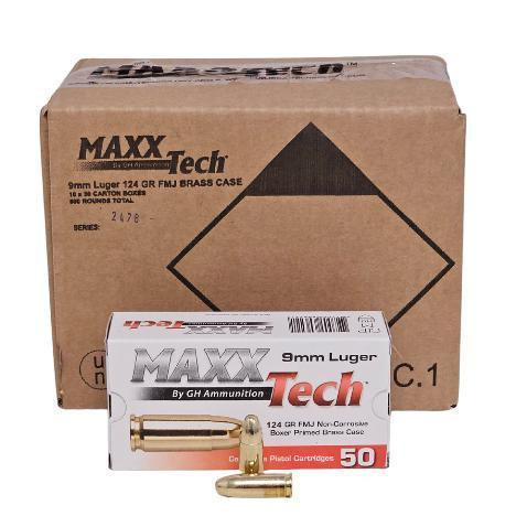  MAXXTech 9mm 115gr FMJ Ammo 1,000 Rounds 