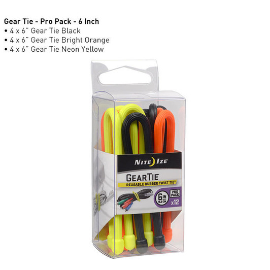 Nite-ize Gear Tie Propack 6 - 12 Pack - Assorted Colors 