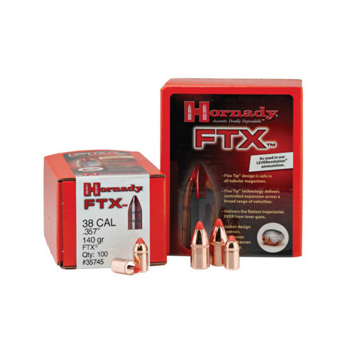 Hornady Bullets 38 Cal 357 - 140gr Ftx 100rd 15bx/cs